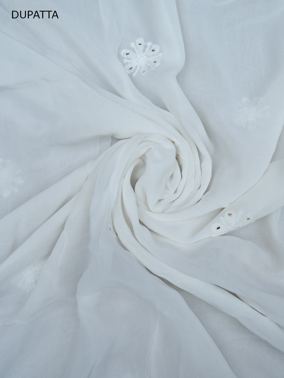 Women Hand Embroidered Chikankari Viscose Georgette Dressmaterial PC4124-WHITE10