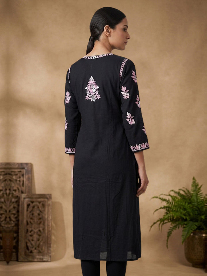 Hand Embroidered Chikankari Modal Straight Kurta PC4113 Pink