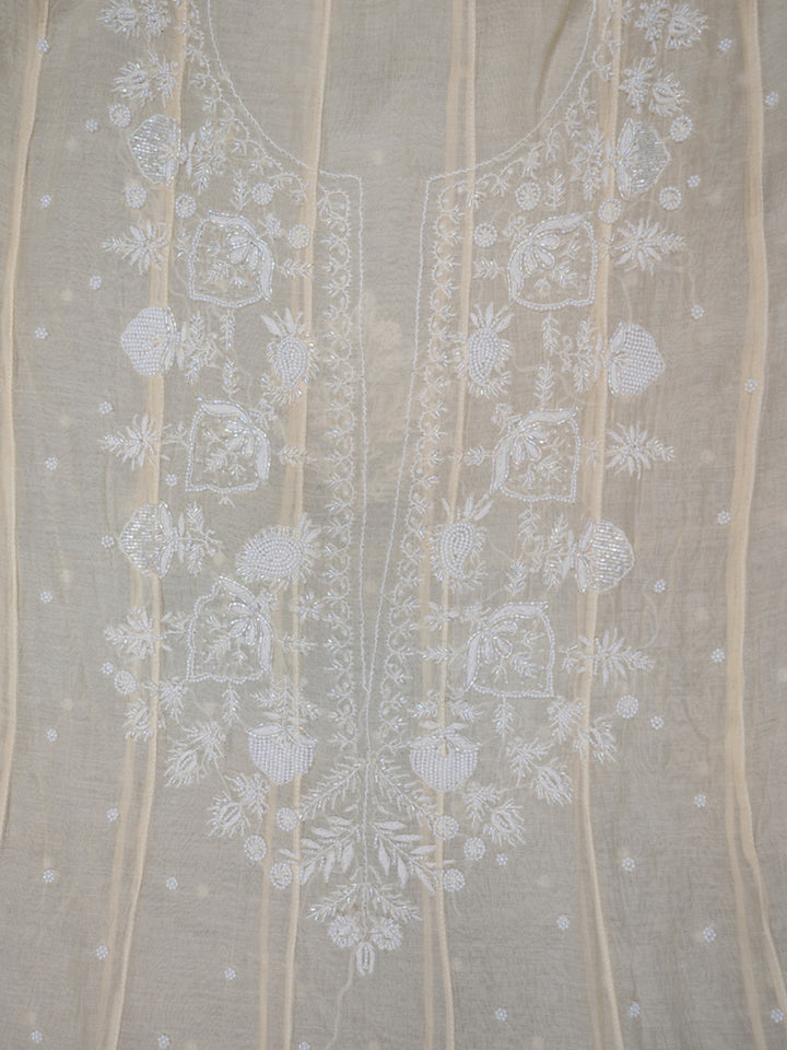 Women Hand Embroidered Chanderi Chikankari Dress Material PCSCA85206FS-LIGHTPEACH