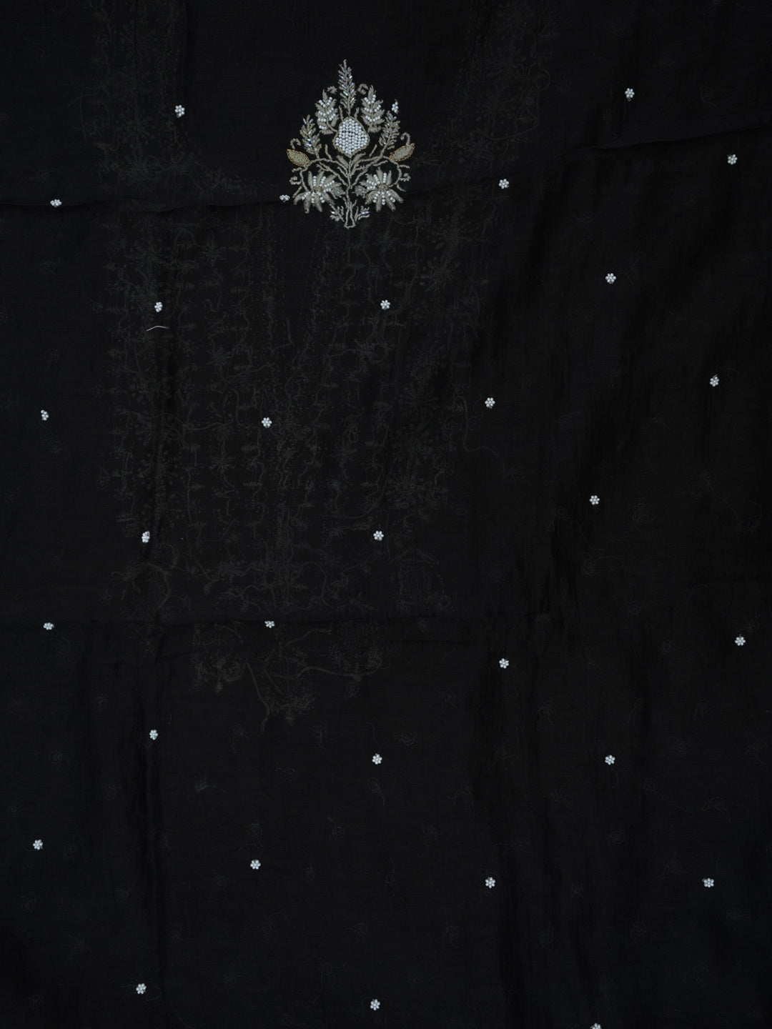 Women Hand Embroidered Chanderi Chikankari Dress Material PCSCA85205FS-BLACK