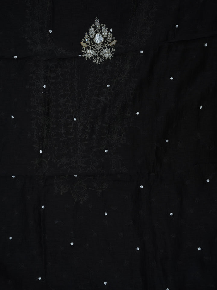 Women Hand Embroidered Chanderi Chikankari Dress Material PCSCA85205FS-BLACK