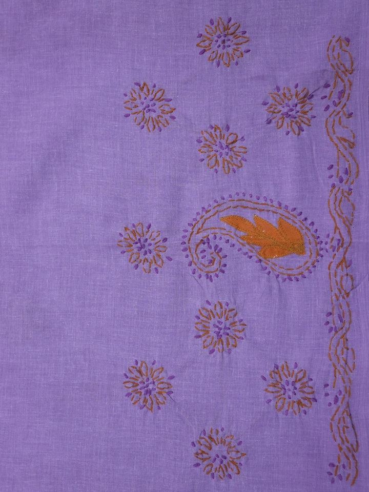 women hand embroidered chikankari cotton dressmaterial PC4120-PURPLE11