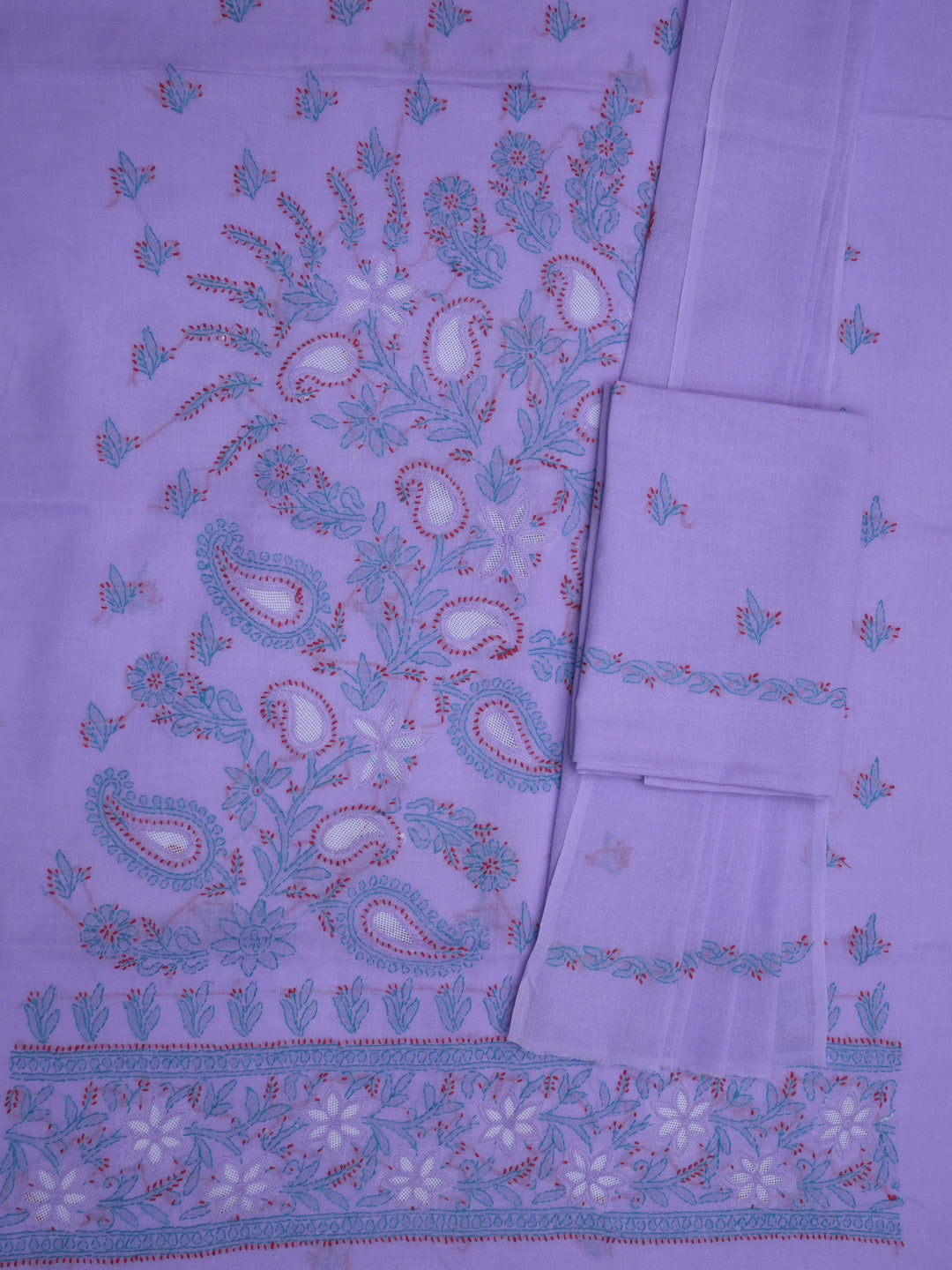 women hand embroidered chikankari cotton dressmaterial PC4120-PURPLE19