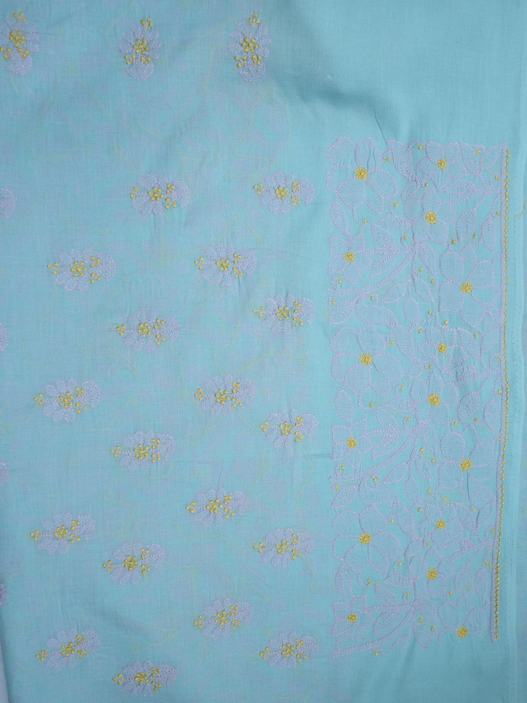 women hand embroidered chikankari cotton dressmaterial PC4120-GREY9