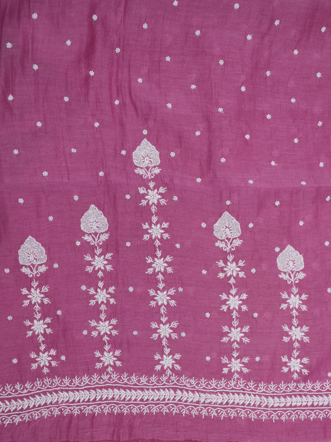 Women Hand Embroidered Chanderi Chikankari Dress Material PCSCA85205FS-HOTPINK