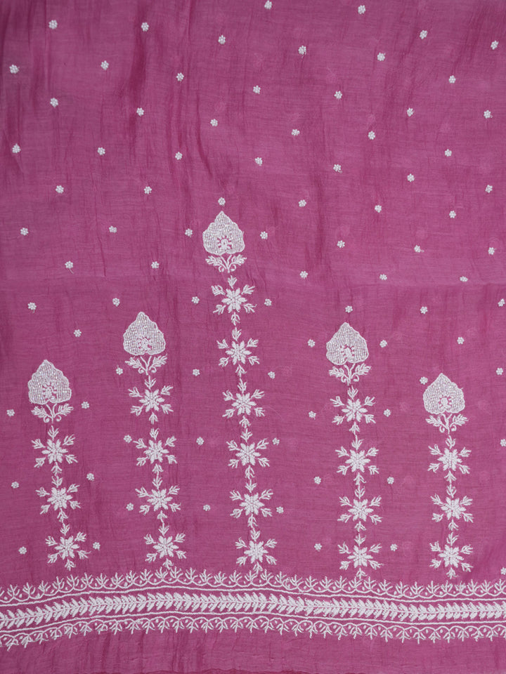 Women Hand Embroidered Chanderi Chikankari Dress Material PCSCA85205FS-HOTPINK