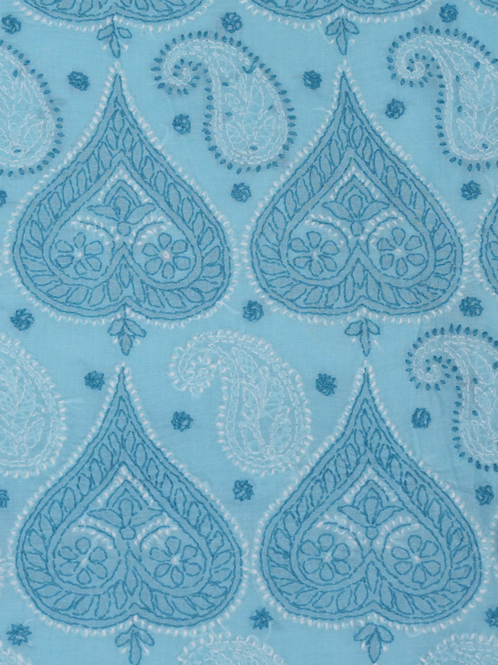 Hand Embroidered Chikankari Cotton Saree PCSAR01 Blue