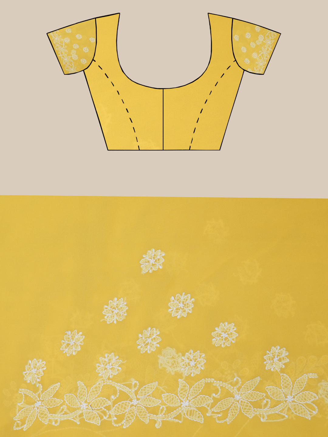 Hand Embroidered Chikankari Georgette Saree PCSAR03 Yellow