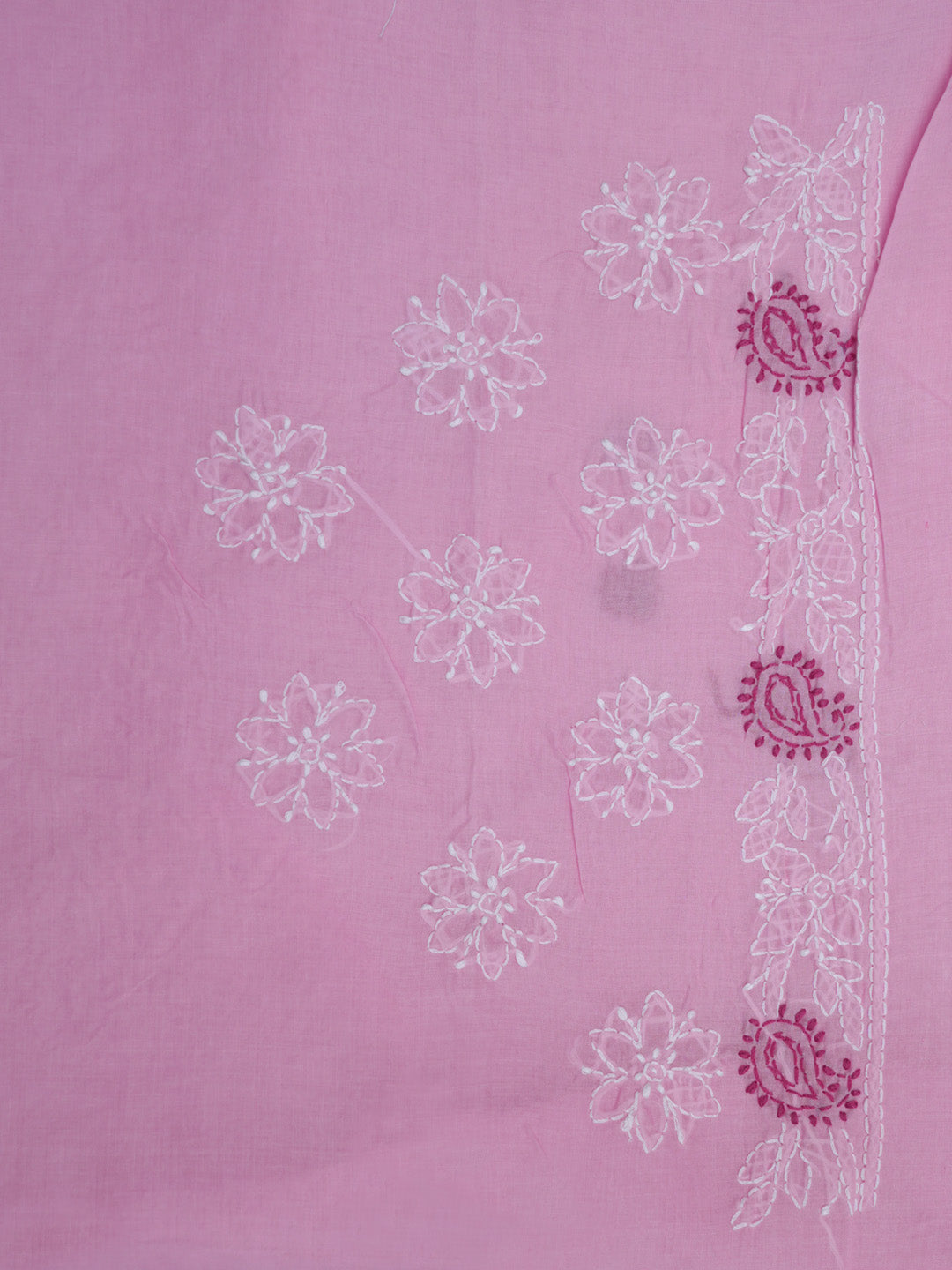 Hand Embroidered Chikankari Cotton Saree PCSAR01 Pink