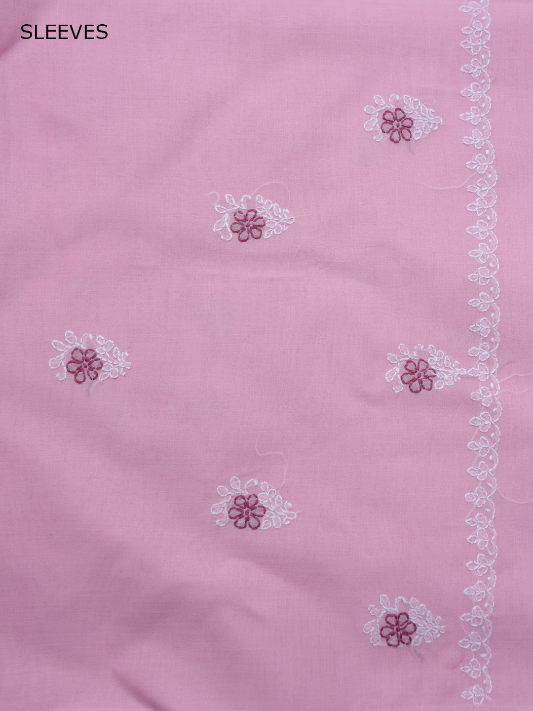Women Hand Embroidered Chikankari Cotton Dressmaterial PCSCU00102FS-Pink