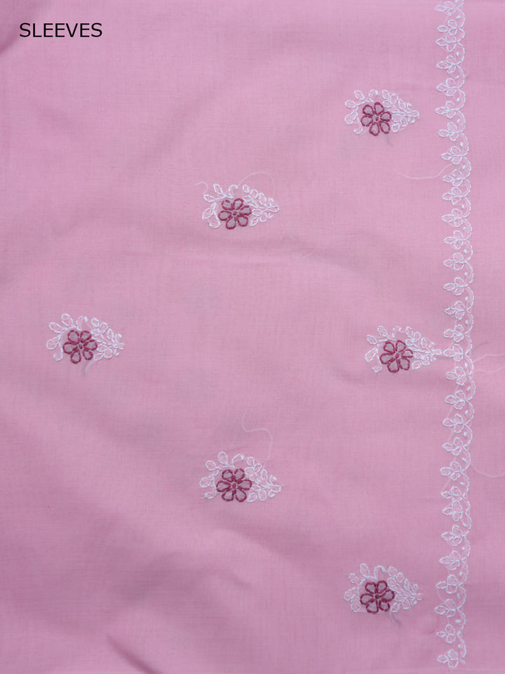 Women Hand Embroidered Chikankari Cotton Dressmaterial PCSCU00102FS-Pink