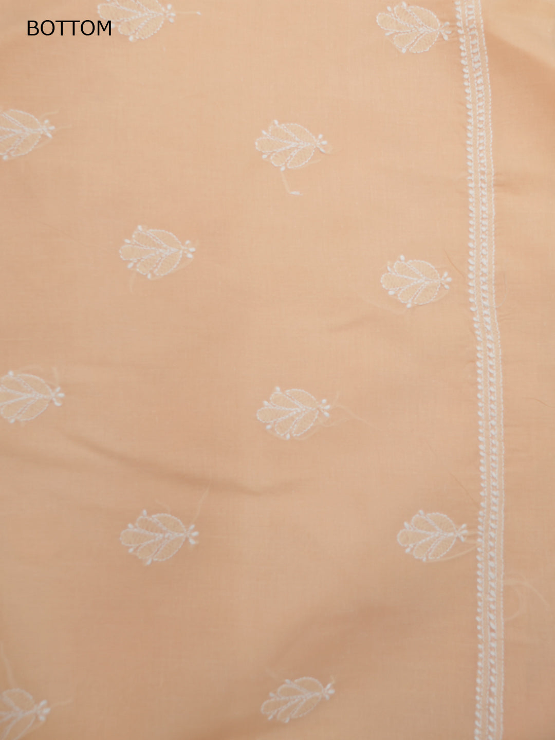 Women Hand Embroidered Cotton Chikankari Dress MaterialPCSCU00104FS-APRICOTPEACH