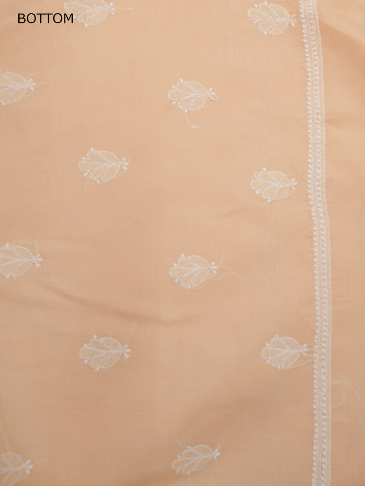 Women Hand Embroidered Cotton Chikankari Dress MaterialPCSCU00104FS-APRICOTPEACH