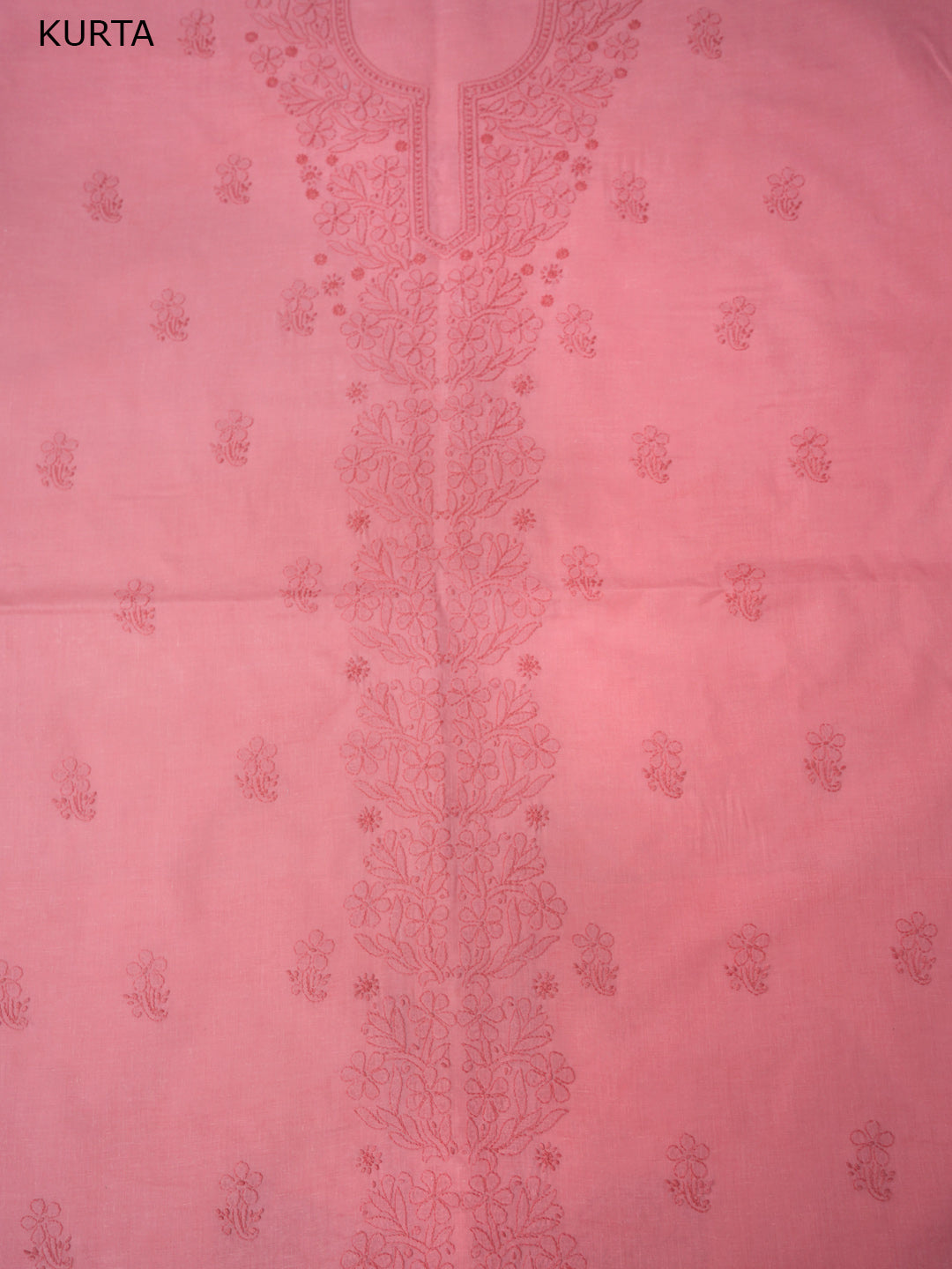 Women Hand Embroidered Chikankari Cotton DressMaterial PCSCU00406FS-DARKPEACH