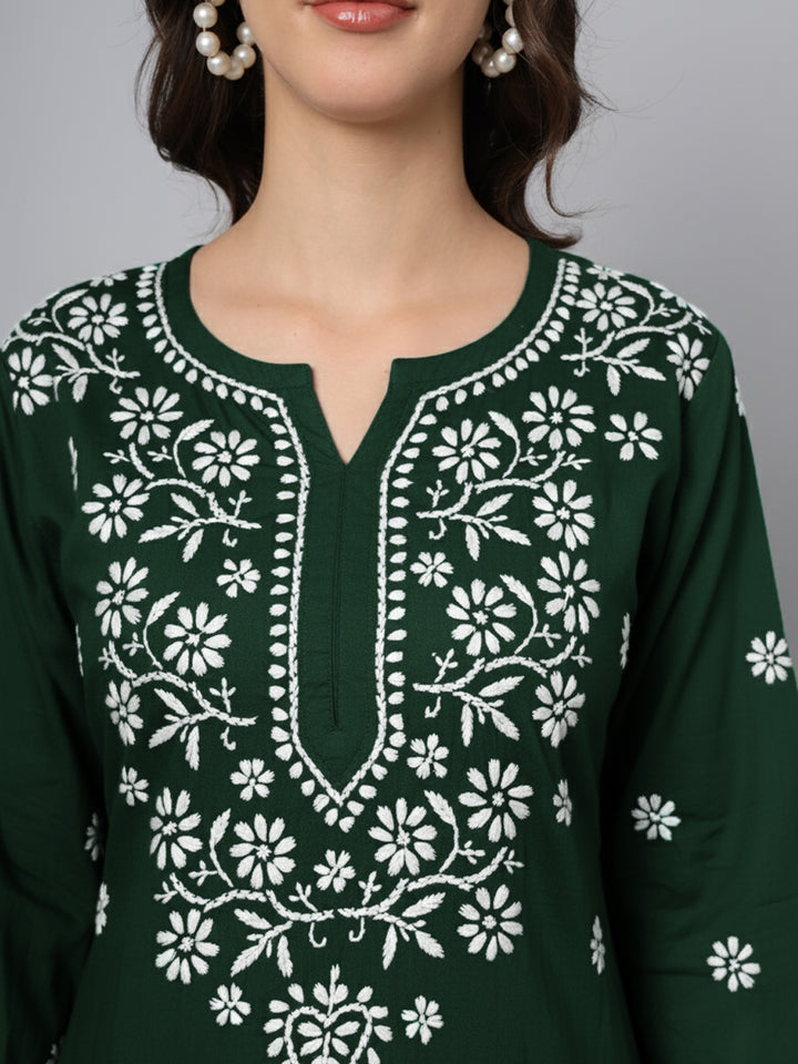 Women Hand Embroidered Chikankari Modal Kurti PC3611