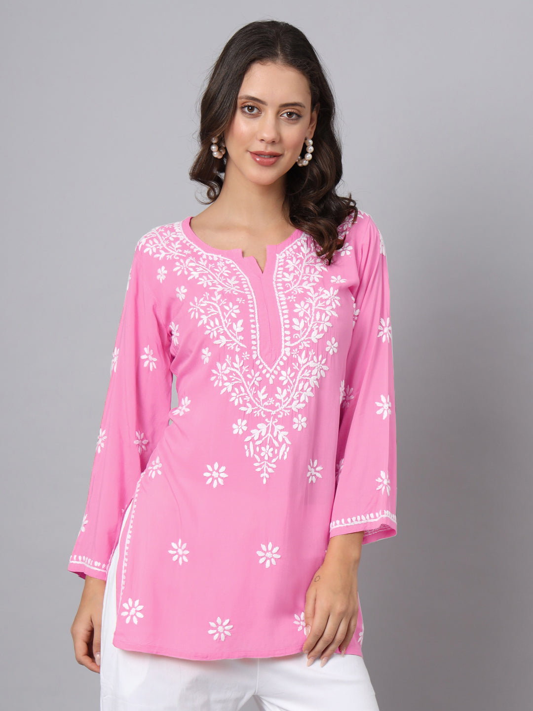 Women Hand Embroidered Chikankari Modal Kurti PC3611