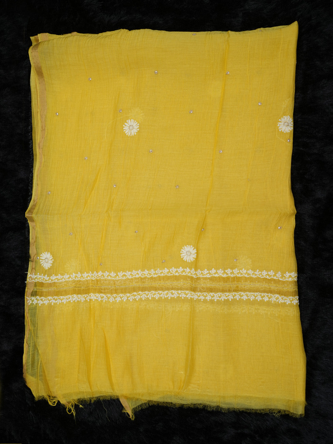 Women Hand Embroidered Chanderi Chikankari Dress Material PCSCA85201FS-YELLOW
