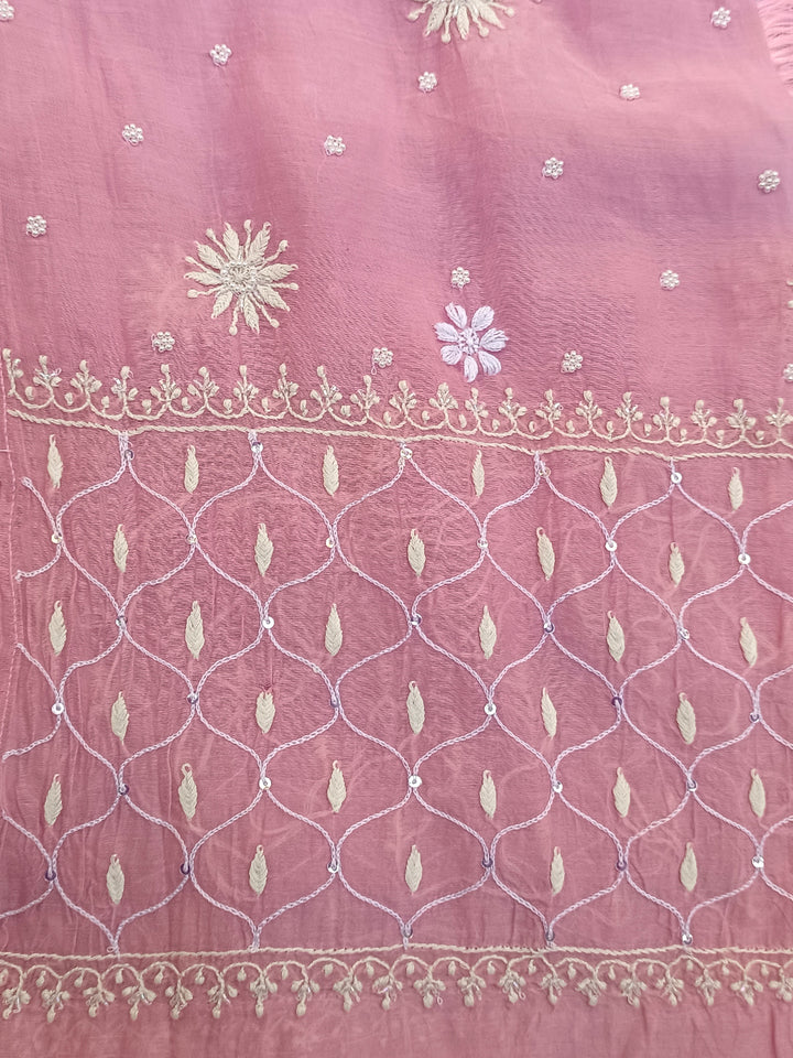 Women Hand Embroidered Chanderi Chikankari Dress Material PCSCA85201FS-PINK