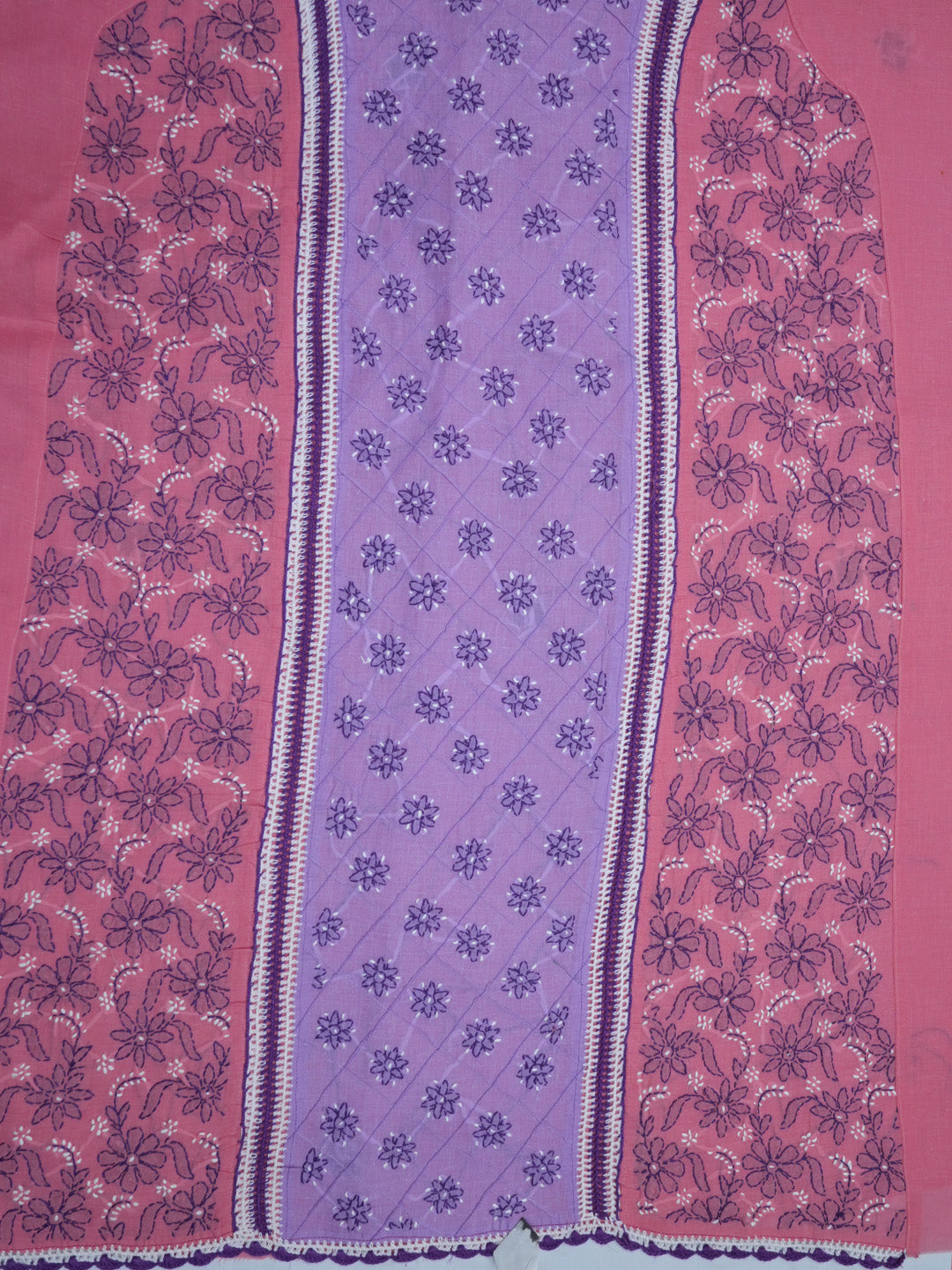 women hand embroidered chikankari cotton dressmaterial PC4120-MAUVE14