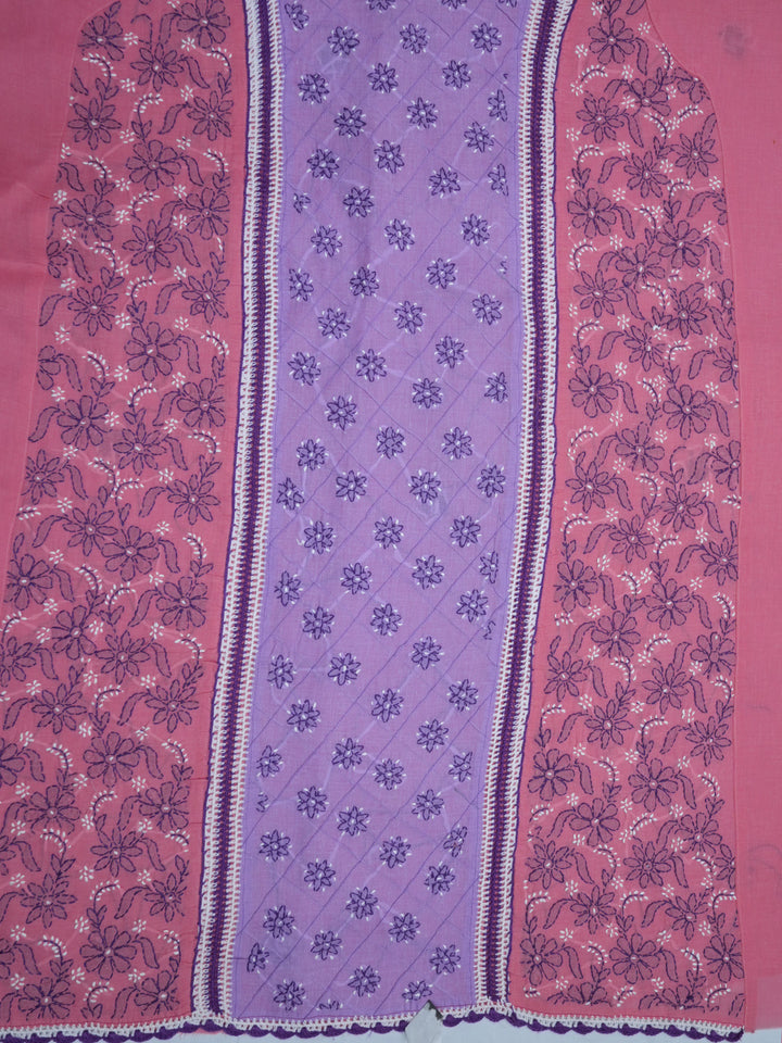 women hand embroidered chikankari cotton dressmaterial PC4120-MAUVE14