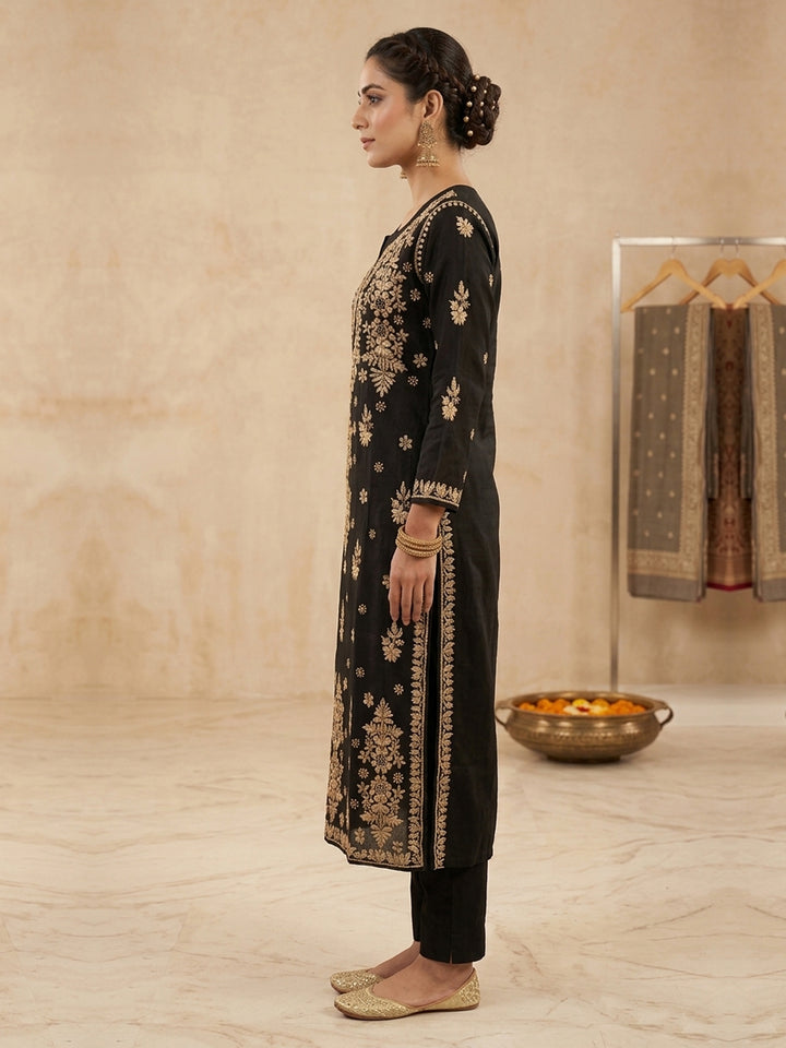 Hand Embroidered Chikankari Modal Straight Kurta PC4113 Beige