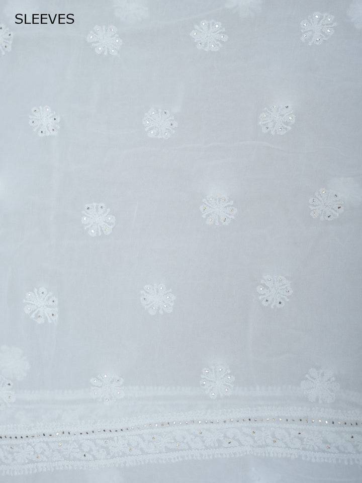 Women Hand Embroidered Chikankari Viscose Georgette Dressmaterial PC4124-WHITE10