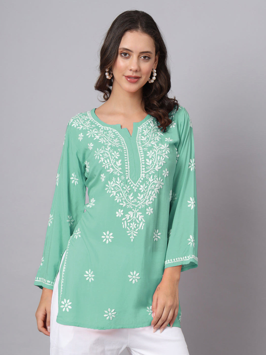 Women Hand Embroidered Chikankari Modal Kurti PC3611