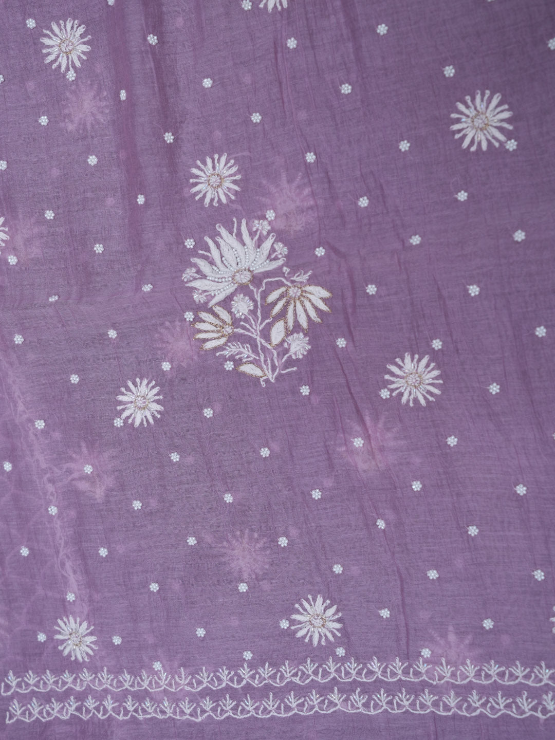 Women Hand Embroidered Chanderi Chikankari Dress Material PCSCA85203FS-LAVENDER