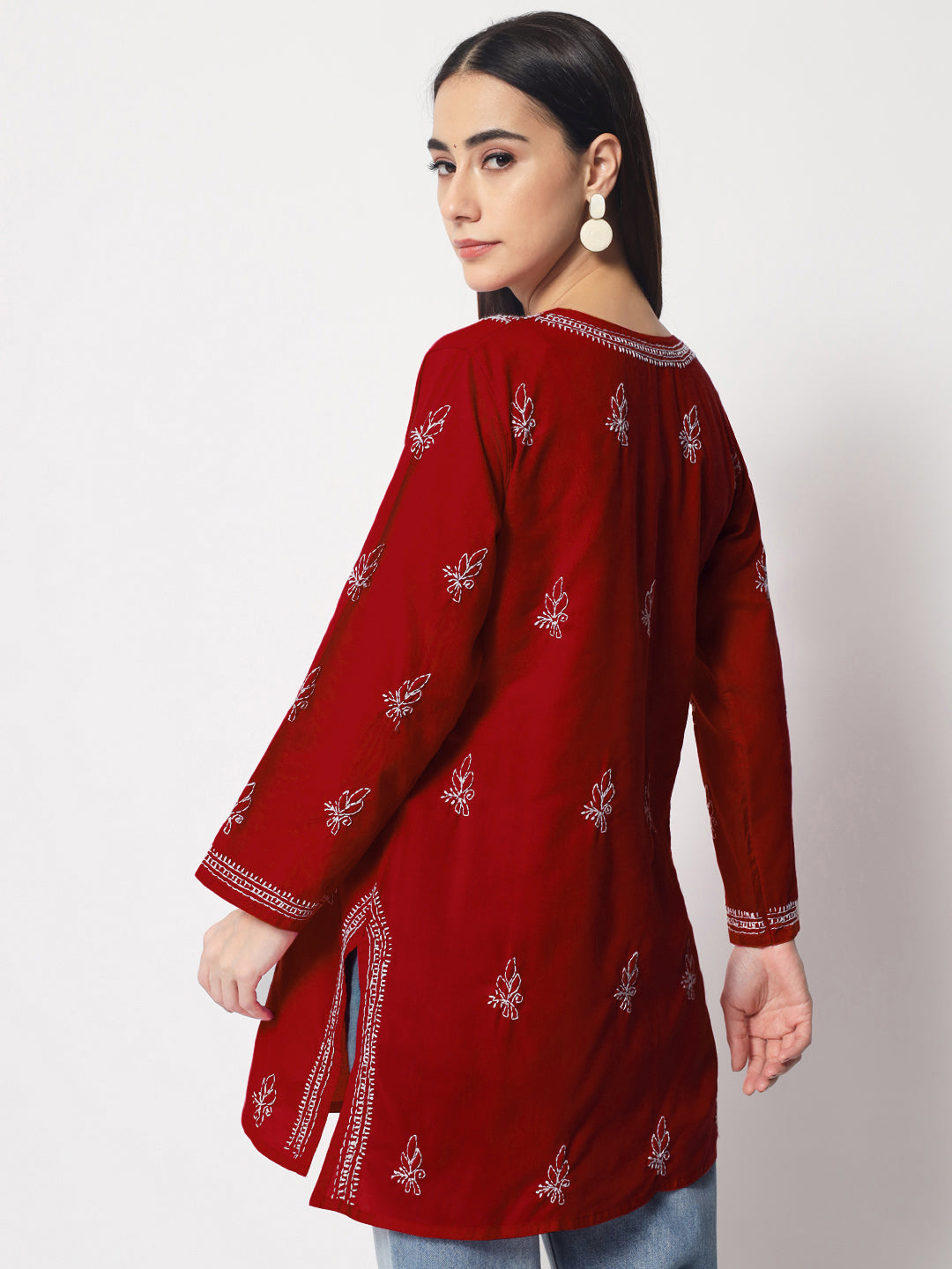 Women Hand Embroidered Chikankari Cotton Kurti PC3602