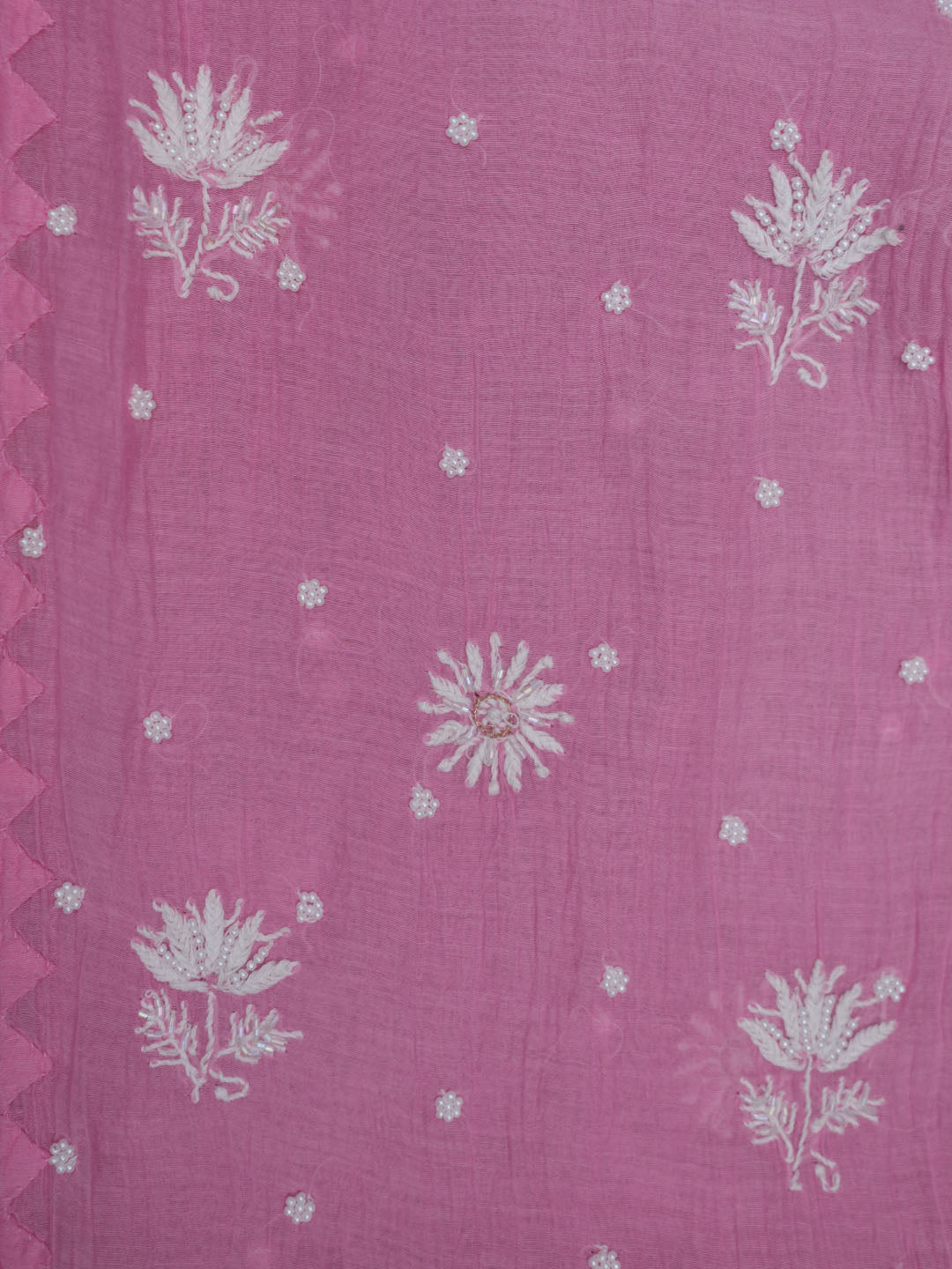 Women Hand Embroidered Chanderi Chikankari Dress Material PCSCA85201FS-PINK