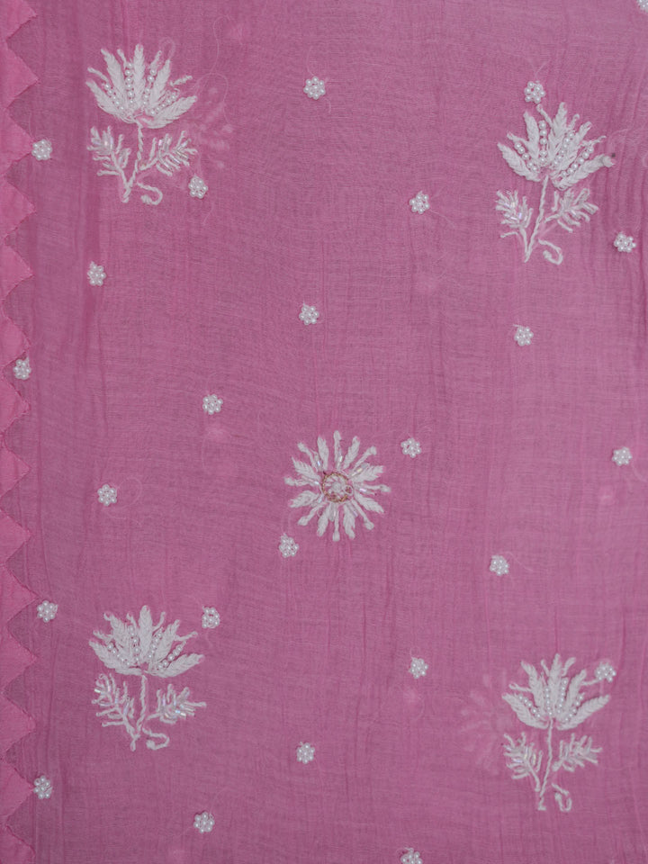 Women Hand Embroidered Chanderi Chikankari Dress Material PCSCA85201FS-PINK