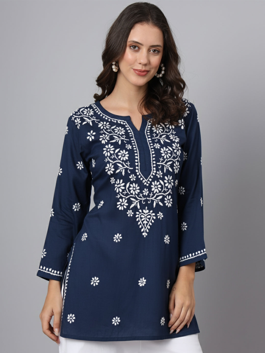 Women Hand Embroidered Chikankari Modal Kurti PC3611