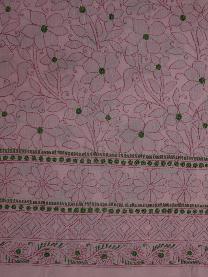 women hand embroidered chikankari cotton dressmaterial PC4120-RUST23