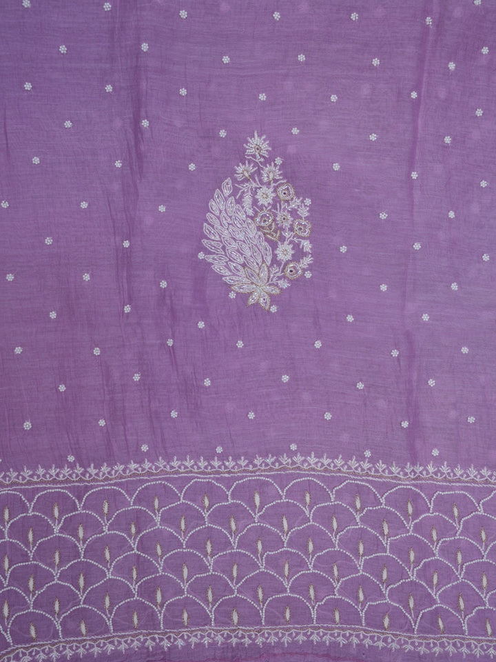 Women Hand Embroidered Chanderi Chikankari Dress Material PCSCA85205FS-MAUVE