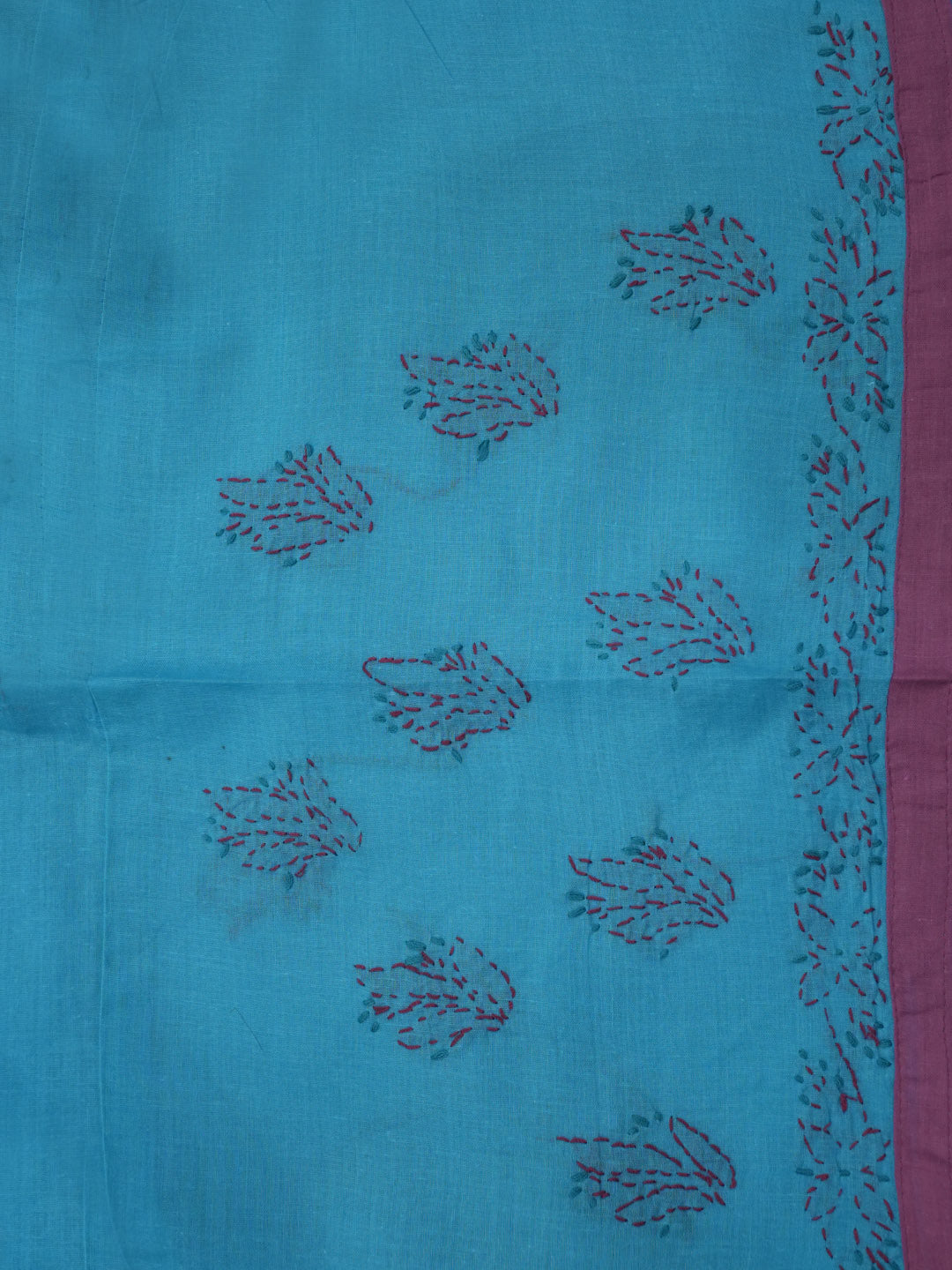 women hand embroidered chikankari cotton dressmaterial PC4120-TURQUOISE6