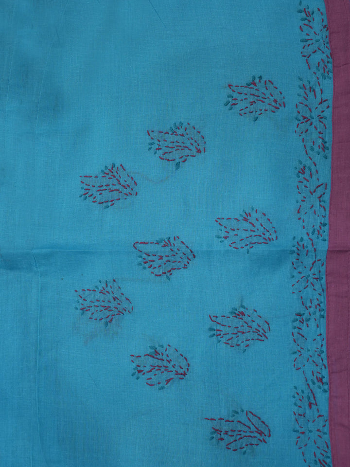 women hand embroidered chikankari cotton dressmaterial PC4120-TURQUOISE6