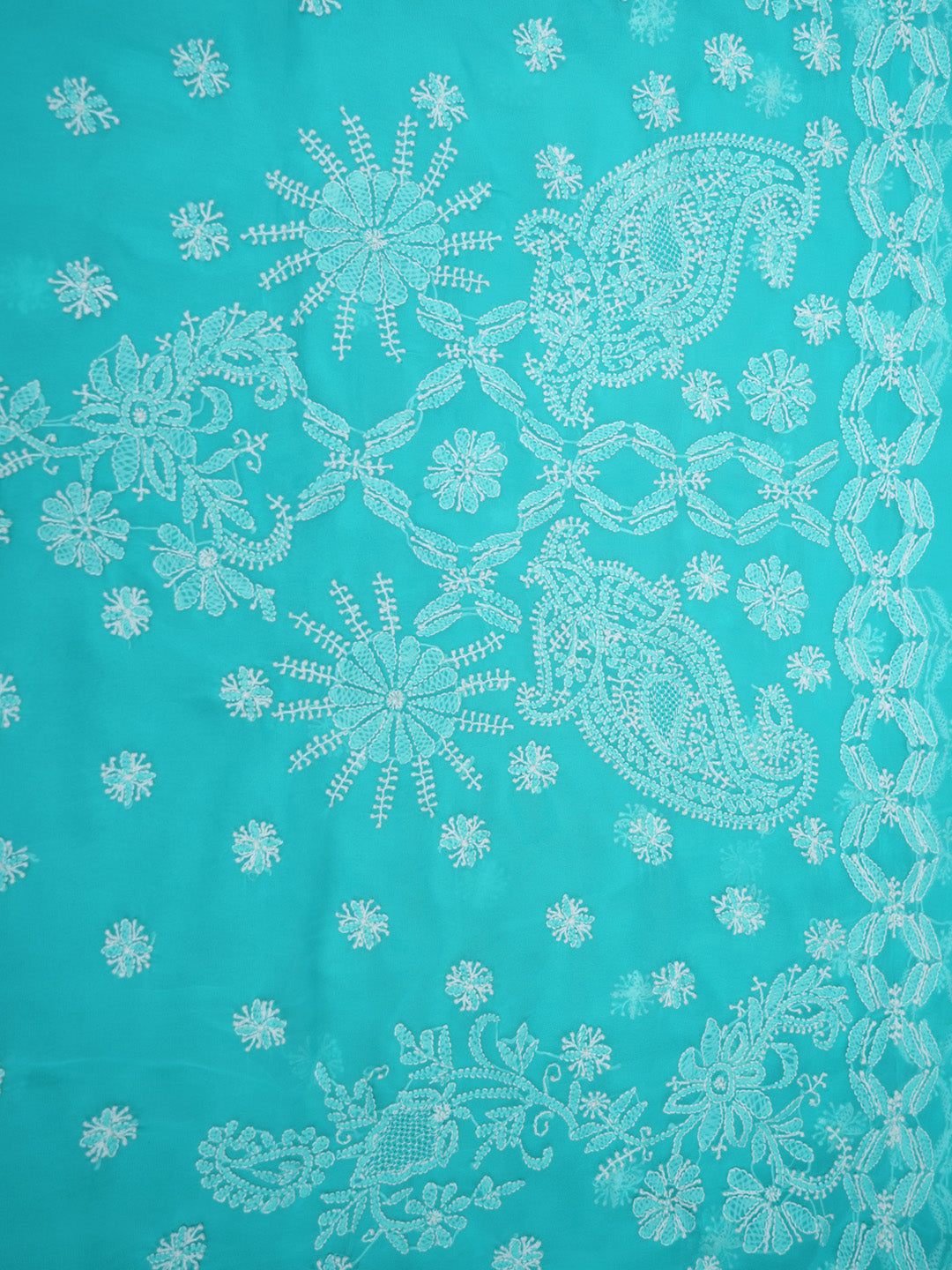 Hand Embroidered Chikankari Georgette Saree PCSAR04 Green