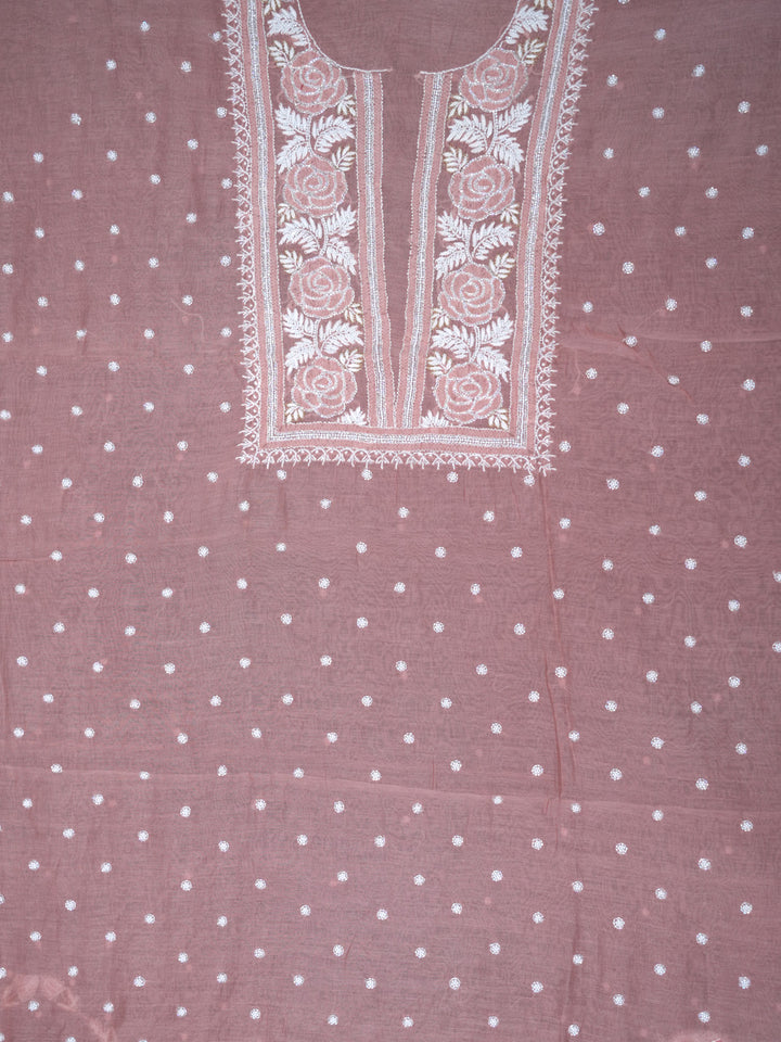 Women Hand Embroidered Chanderi Chikankari Dress Material PCSCA85205FS-PEACH