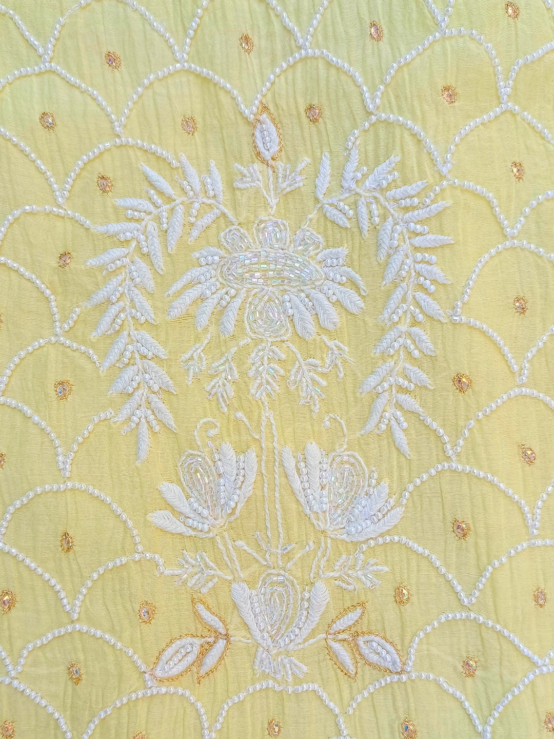 Women Hand Embroidered Chanderi Chikankari Dress Material PCSCA85201FS-YELLOW