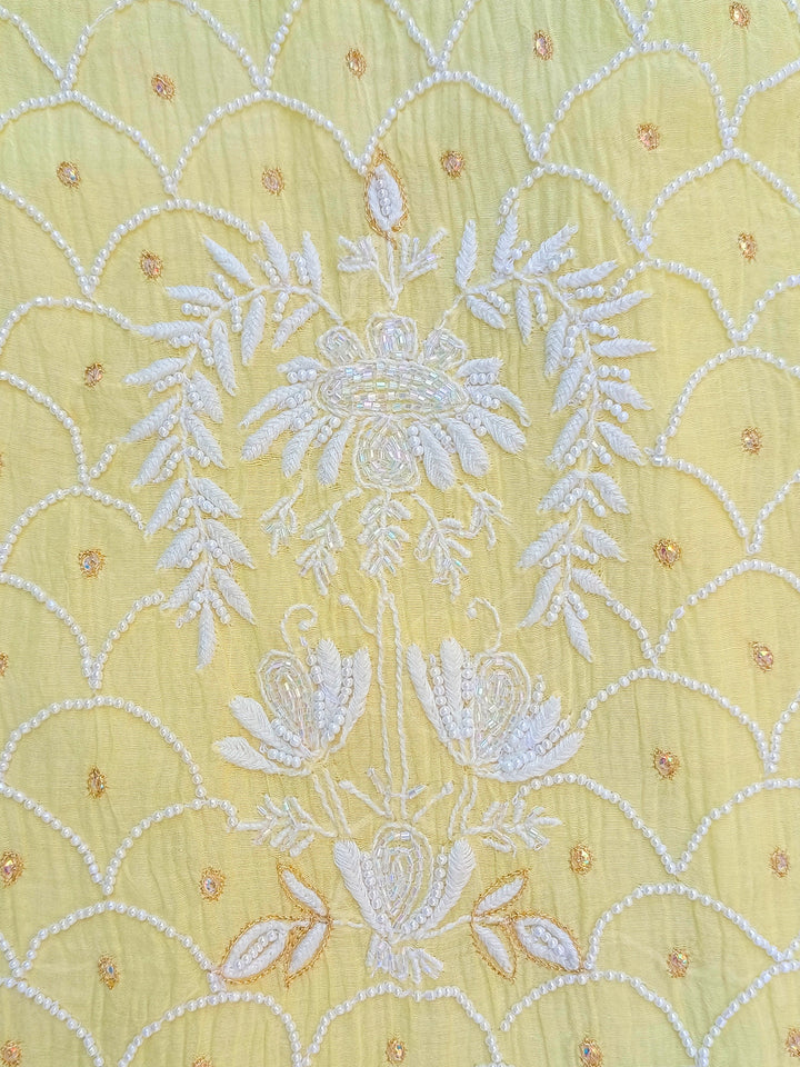 Women Hand Embroidered Chanderi Chikankari Dress Material PCSCA85201FS-YELLOW