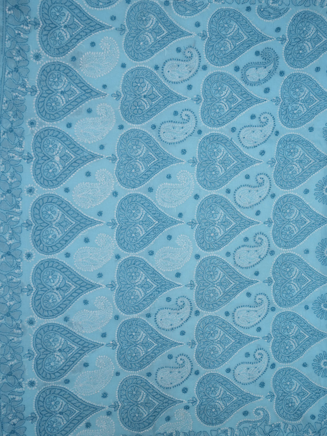 Hand Embroidered Chikankari Cotton Saree PCSAR01 Blue