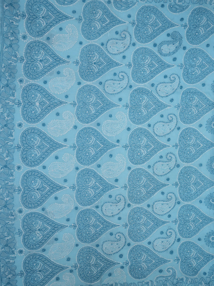 Hand Embroidered Chikankari Cotton Saree PCSAR01 Blue