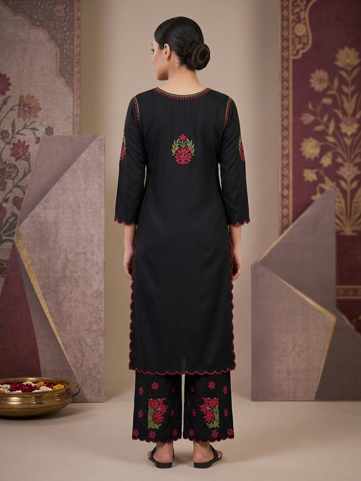 Women Hand Embroidered Chikankari Rayon Kurta Set With Cut Work PC4132KS Red