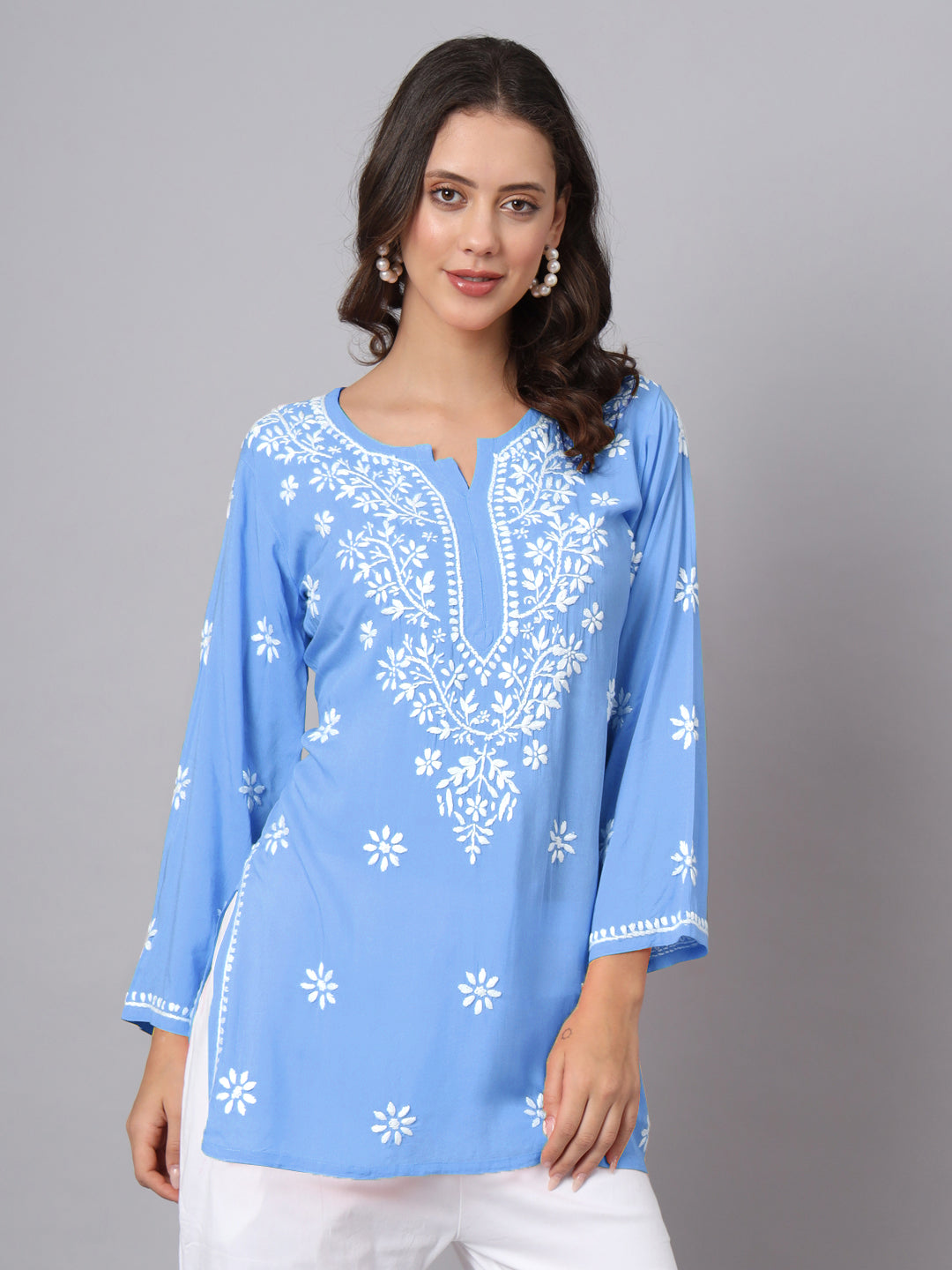 Women Hand Embroidered Chikankari Modal Kurti PC3611