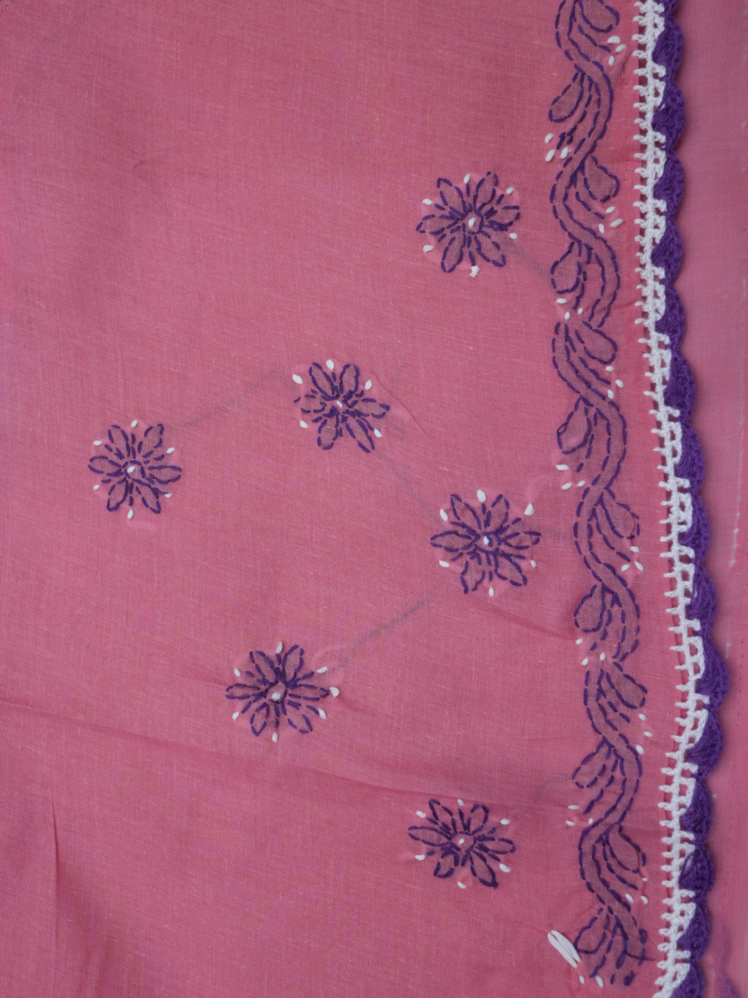 women hand embroidered chikankari cotton dressmaterial PC4120-MAUVE14