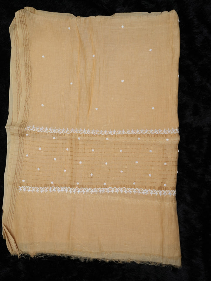 Women Hand Embroidered Chanderi Chikankari Dress Material PCSCA85205FS-BEIGE