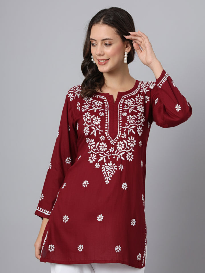 Women Hand Embroidered Chikankari Modal Kurti PC3611