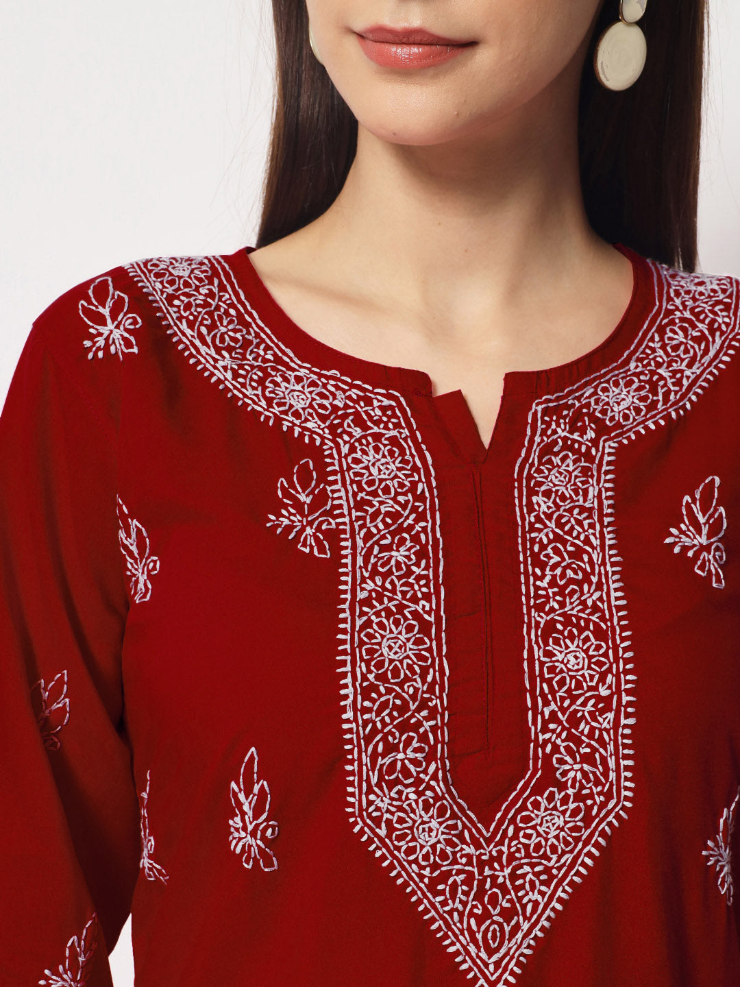 Women Hand Embroidered Chikankari Cotton Kurti PC3602