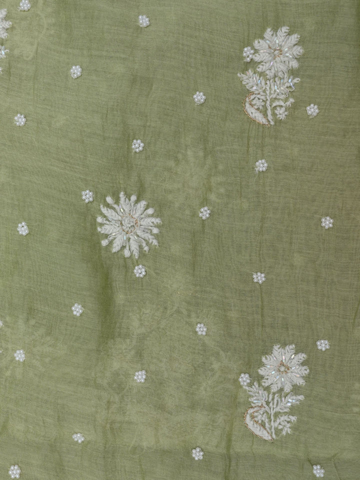 Women Hand Embroidered Chanderi Chikankari Dress Material PCSCA85203FS-PISTAGREEN