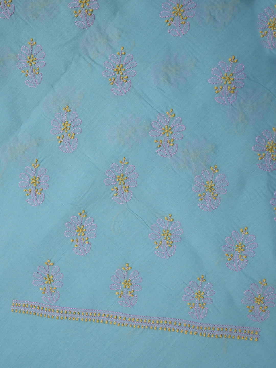 women hand embroidered chikankari cotton dressmaterial PC4120-GREY9